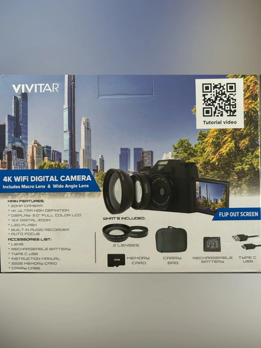 Vivitar 4K WiFi Digital Camera 📸✨ | 20MP | Includes Macro + Wide Angle Lens